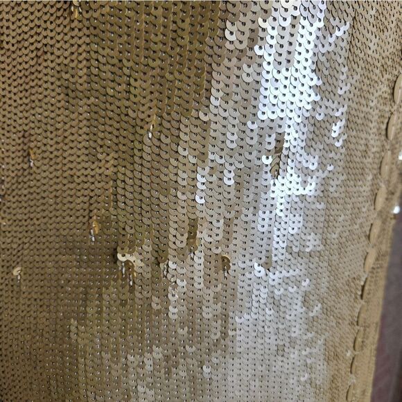 NICOLE MILLER gold sequin sleeveless silk shift party‎ NYE dress 4 - Picture 7 of 12